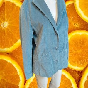 L.L.Bean Corduroy Blazer Light Blue Button Down Jacket Women's Size‎ 10